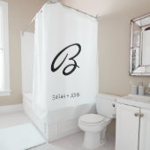 Eenvoudige Elegant Initiaal Witte Monogram Naam Douchegordijn (In situ)