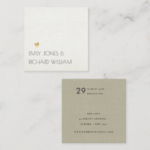 EENVOUDIGE ELEGANT KRAFT WHITE TYPOGRAPHY WEDDING VIERKANTE VISITEKAARTJE