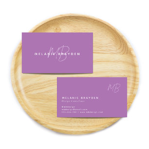Eenvoudige Elegant Lavender Minimalist 2 Monogram Visitekaartje