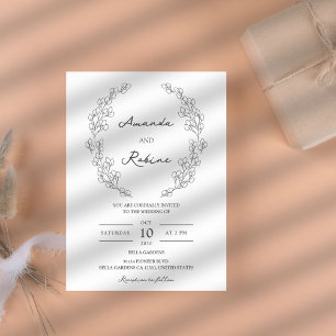 Eenvoudige Elegant Leaf bruiloft uitnodiging