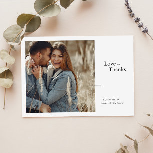 Eenvoudige Elegant Love and Bedankt Photo Wedding