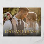 Eenvoudige Elegant Love and Bedankt Photo Wedding Folie Feestdagen Briefkaart (Voorkant)