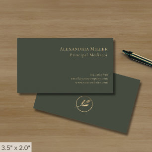 Eenvoudige Elegant Olijfgroen Blad Logo Visitekaartje