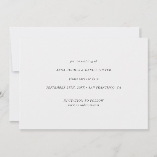 Eenvoudige Elegant Persoonlijke Foto slaat de datu Save The Date (Achterkant)