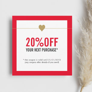 Eenvoudige Elegant Red White Beauty Salon Coupon Notitiekaartje