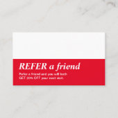 Eenvoudige Elegant Red White Verwijs een vriendenk Aanbevelingskaartje (Voorkant)