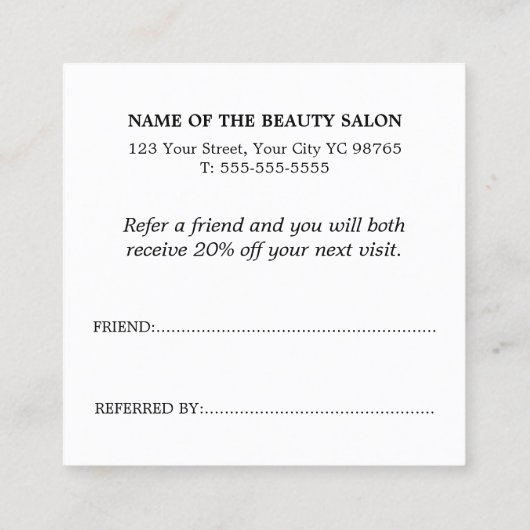 Eenvoudige Elegant Rood en Wit Referral Kaart (Achterkant)