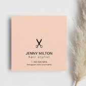 Eenvoudige Elegant Roos Black Scissor Hair Stylist Vierkante Visitekaartje