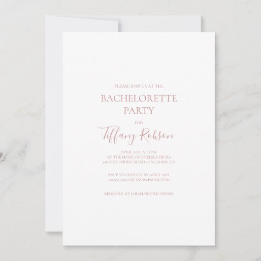Eenvoudige Elegant Roos Gold Bachelorette Kaart (Voorkant)