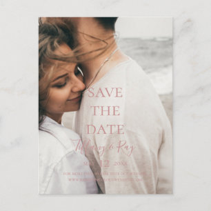 Eenvoudige Elegant Roos Gold Photo Save the Date Uitnodiging Briefkaart