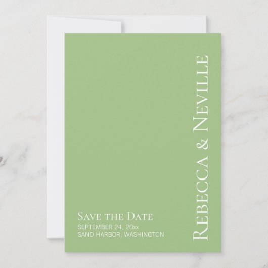 Eenvoudige Elegant Sage Foto opslaan Datum Save The Date (Voorkant)