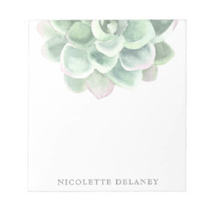 Eenvoudige Elegant Sage Green Waterverf Succulent Notitieblok
