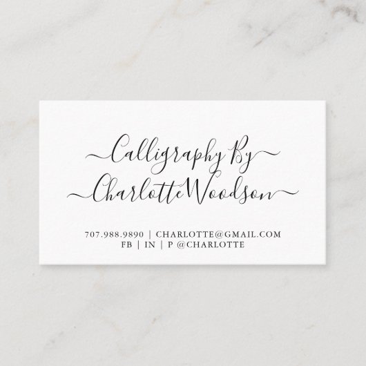Eenvoudige Elegant Script Calligrafe Visitekaartje (Voorkant)