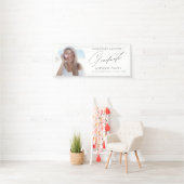 Eenvoudige Elegant Script Photo Graduparty Spandoek (Insitu)