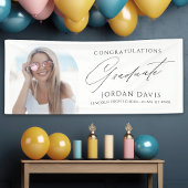 Eenvoudige Elegant Script Photo Graduparty Spandoek
