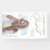 Eenvoudige Elegant Script Photo Graduparty Spandoek (Horizontaal)