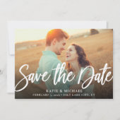Eenvoudige Elegant Script Photo Save the Date Card Kaart (Voorkant)