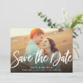 Eenvoudige Elegant Script Photo Save the Date Card Kaart (Staand voorkant)
