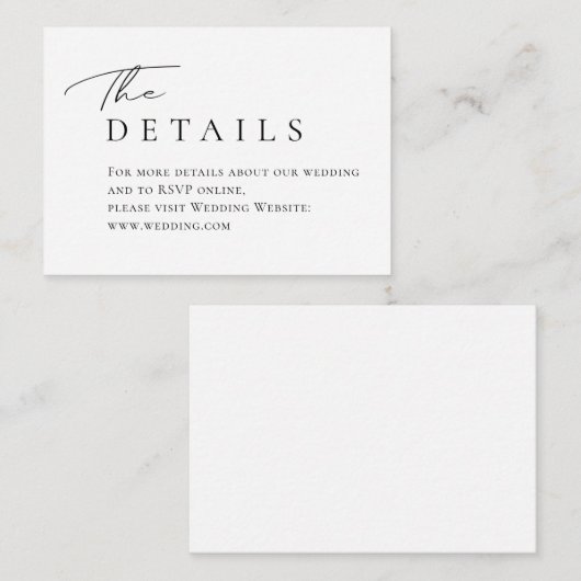 Eenvoudige Elegant script-typografie Weddenschap D Informatiekaartje (Voorkant / Achterkant)