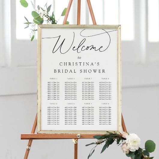 Eenvoudige Elegant Script Welcome & Seating Chart Poster