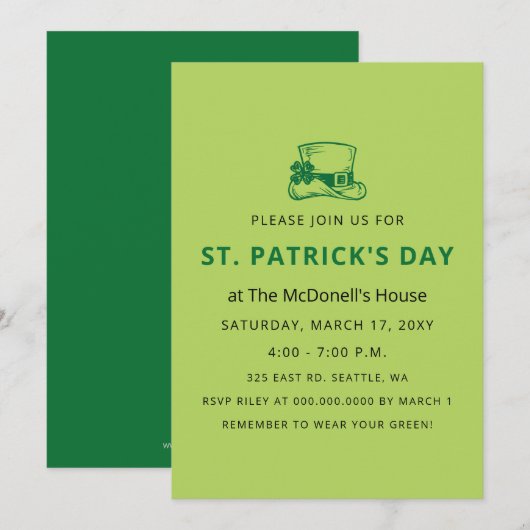 Eenvoudige Elegant Shamrock St Patricks Day Kaart (Voorkant / Achterkant)