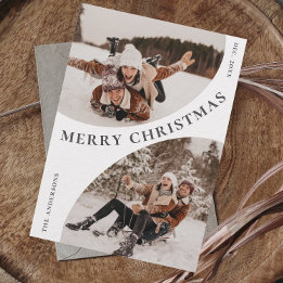 Eenvoudige Elegant Stijlvolle 3 FOTO Kerst QR code Feestdagenkaart