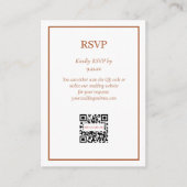 Eenvoudige Elegant Terra Cotta RSVP QR Code Option Informatiekaartje (Voorkant)
