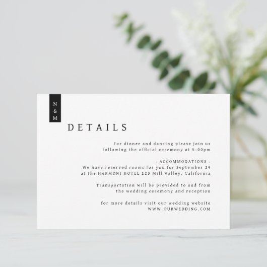 Eenvoudige Elegant Typography Monogram Weddenschap Informatiekaartje (Staand voorkant)