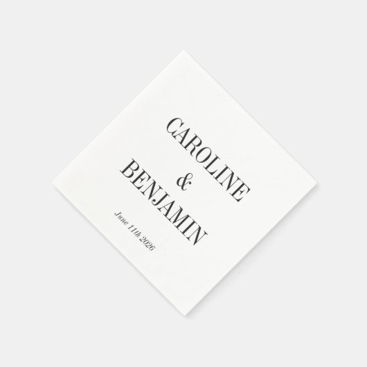 Eenvoudige Elegant White Background Custom Wedding Servet (Hoek)