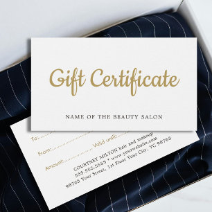 Eenvoudige Elegant White Faux Gold Beauty-kaartje Visitekaartje