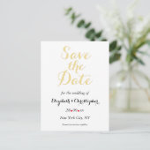 Eenvoudige Elegant White Gold Wedding Save the Dat Briefkaart (Staand voorkant)