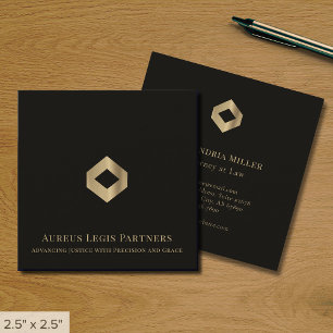 Eenvoudige Elegant Zwart en Goud Logo Vierkante Visitekaartje