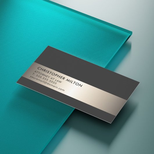 Eenvoudige Elegant Zwart Faux Metalen Stripe Attor Visitekaartje