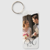 Eenvoudige Elegant Zwart-Wit 2 Foto Keepsake Sleutelhanger (Voorkant)