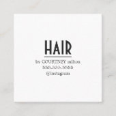 Eenvoudige Elegant Zwart Wit Haar Salon Afspraak Vierkante Visitekaartje (Voorkant)