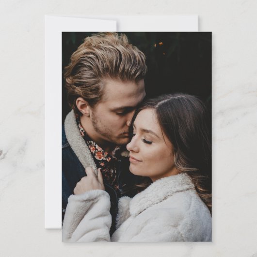 Eenvoudige Elegante 2 foto overlay script bruiloft Save The Date (Achterkant)