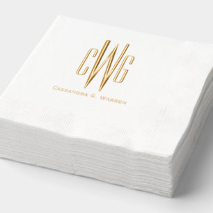 Eenvoudige Elegante 3 Initiaal Letter Monogram #4 Folie Servetten