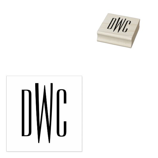 Eenvoudige Elegante 3 Initiaal Letter Monogram #8  Rubberstempel (Gestempeld)