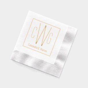 Eenvoudige Elegante 3 Initiaal Letter Monogram #90 Folie Servetten