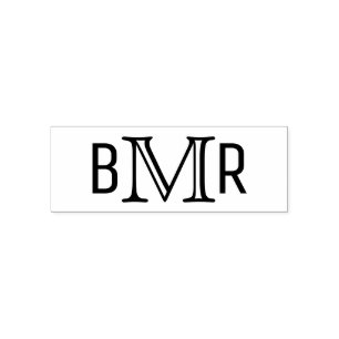Eenvoudige Elegante 3 Initiaal Letter Monogram MF  Zelfinktende Stempel