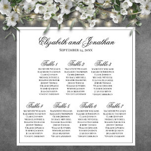 Eenvoudige Elegante 7 Tafel Bruiloft Zitplaats Cha Poster