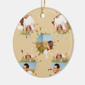 Eenvoudige, elegante, aangepaste fotocollage keramisch ornament (Links)