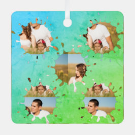 Eenvoudige, elegante, aangepaste fotocollage metalen ornament