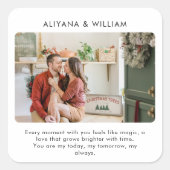 Eenvoudige Elegante Aangepaste Koppel Foto Vierkante Sticker (Voorkant)