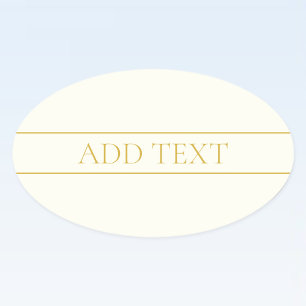 Eenvoudige Elegante Aanpasbare Tekst   Goud Wit Ovale Sticker