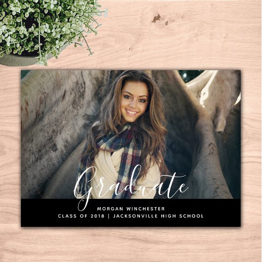 Eenvoudige elegante Afstuderen aankondiging | Zwar