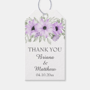 Eenvoudige Elegante Aquarel Paarse Bloem Klassiek Cadeaulabel