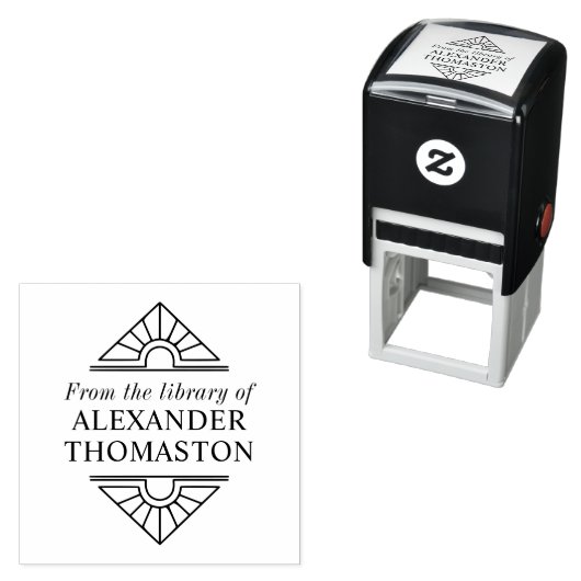 Eenvoudige Elegante Art Deco #1 Bibliotheek Boekna Zelfinktende Stempel (In situ)