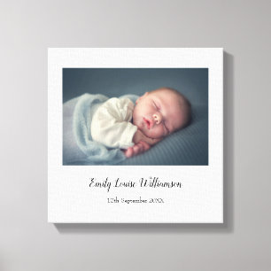 Eenvoudige Elegante Baby Fotoscript Naam Canvas Pr