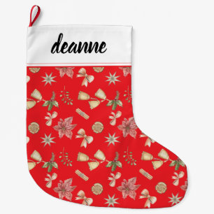 Eenvoudige elegante baby's eerste kerst grote kerstsok